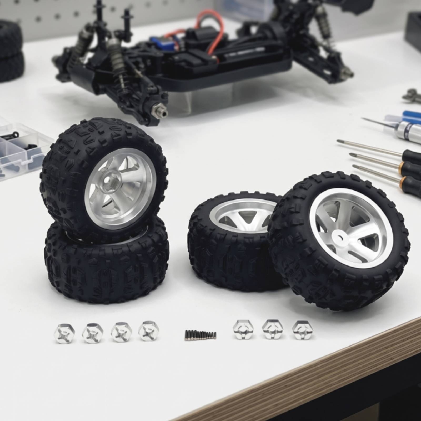 4 قطع من مجموعة عجلات وإطارات  - مراجعة Wheel Hex Adapter وسعره
